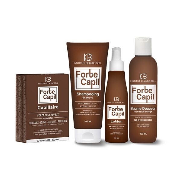 FORTE CAPIL Shampoo, Spülung, Lotion und Vitamine -  reduzieren androgenetischen oder hormonellen Haarausfall.